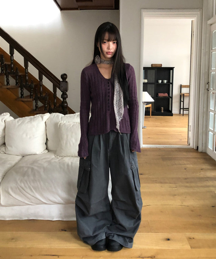 ツーピンタックカーゴワイドパンツ CHARCOAL