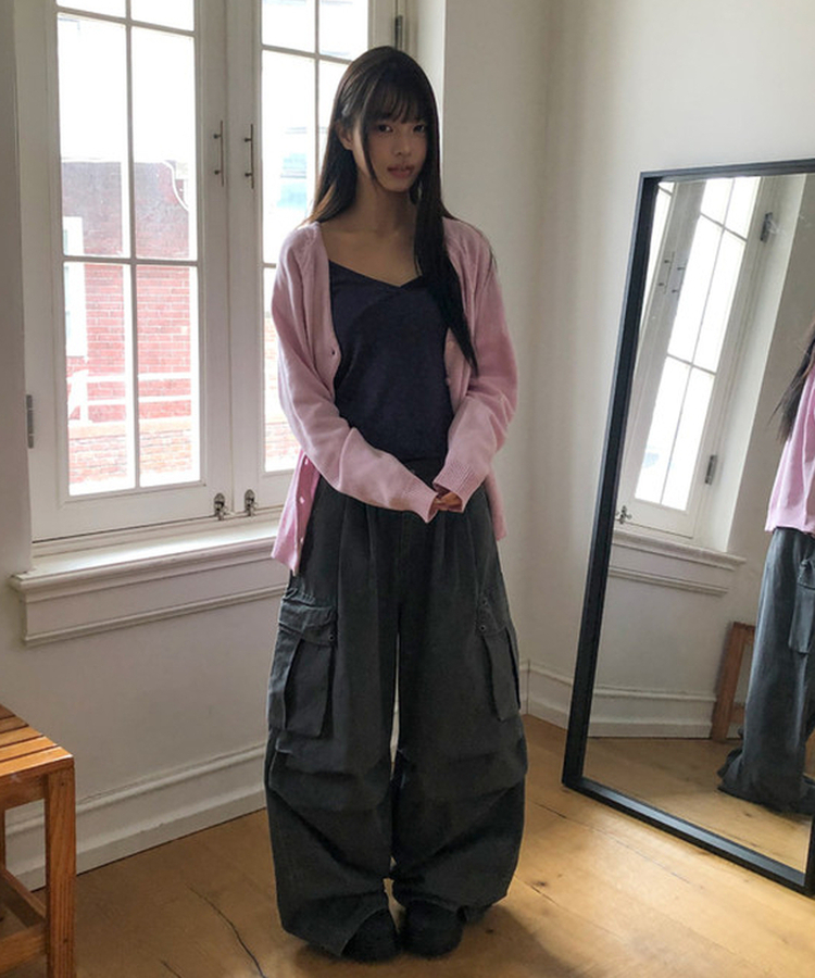 ツーピンタックカーゴワイドパンツ CHARCOAL