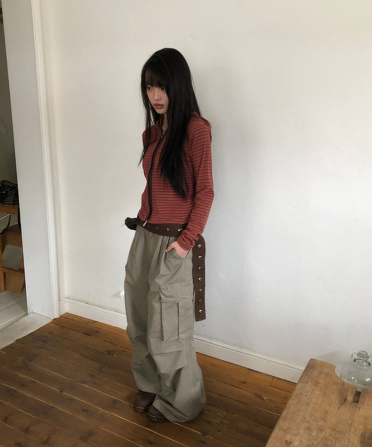 ツーピンタックカーゴワイドパンツ KHAKI