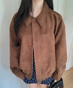 オーバーフィットスエードクロップジャンパー BROWN