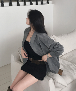 オーバーフィットスエードクロップジャンパー SKYBLUE