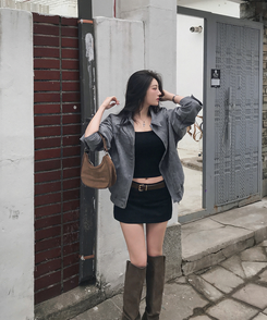 オーバーフィットスエードクロップジャンパー SKYBLUE