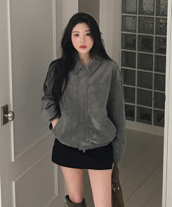 オーバーフィットスエードクロップジャンパー SKYBLUE