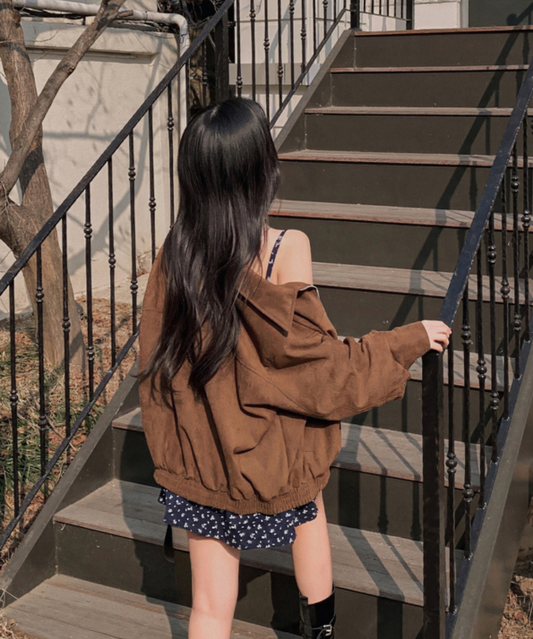 オーバーフィットスエードクロップジャンパー BROWN