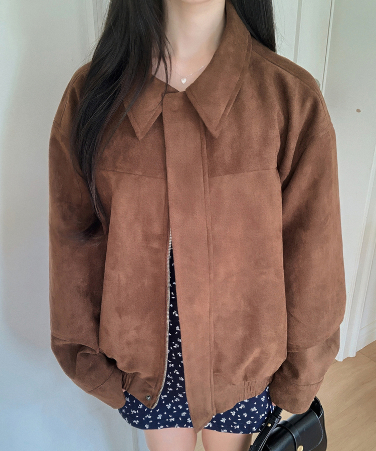 オーバーフィットスエードクロップジャンパー BROWN