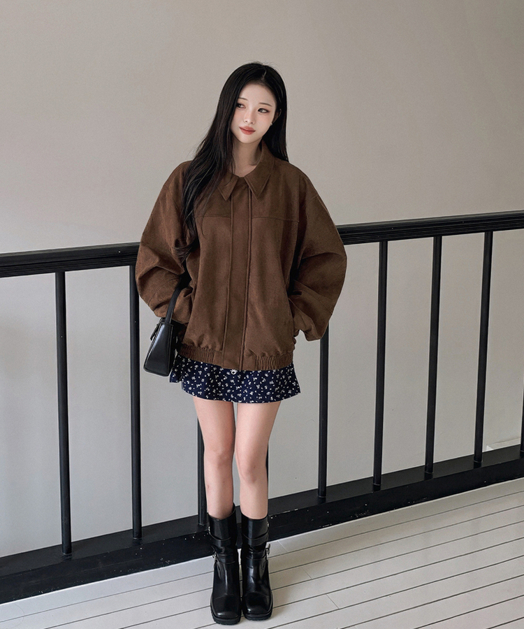 オーバーフィットスエードクロップジャンパー BROWN