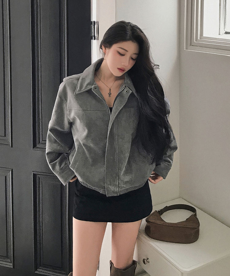 オーバーフィットスエードクロップジャンパー SKYBLUE