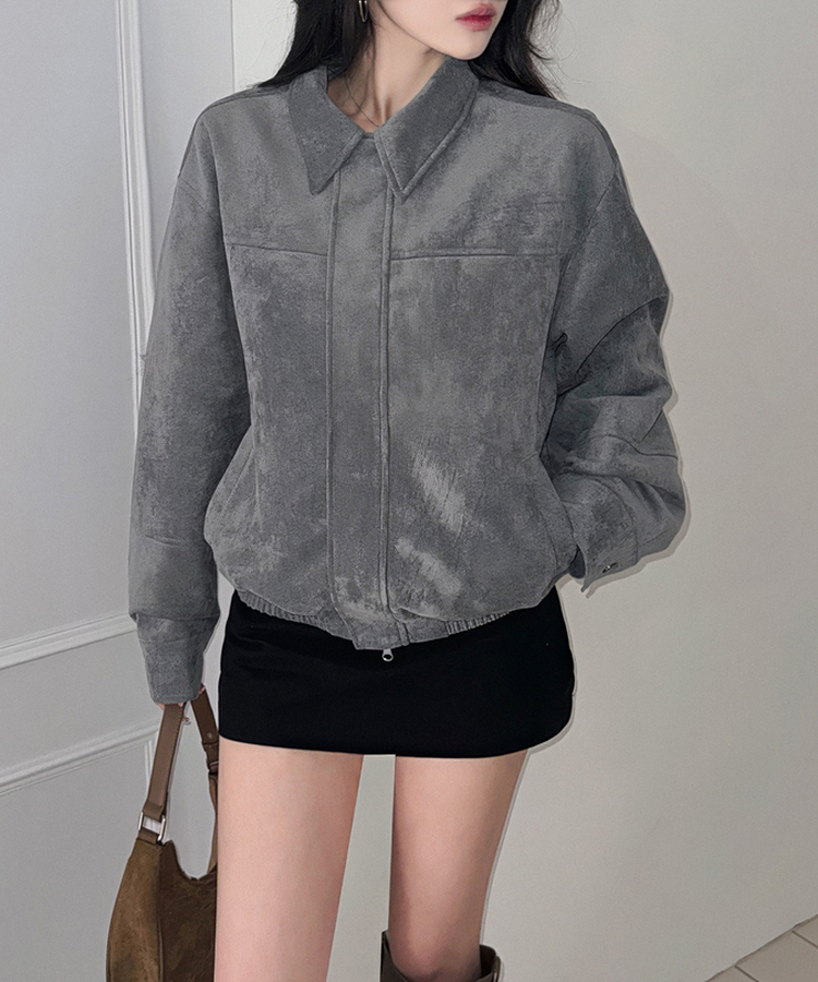 オーバーフィットスエードクロップジャンパー SKYBLUE