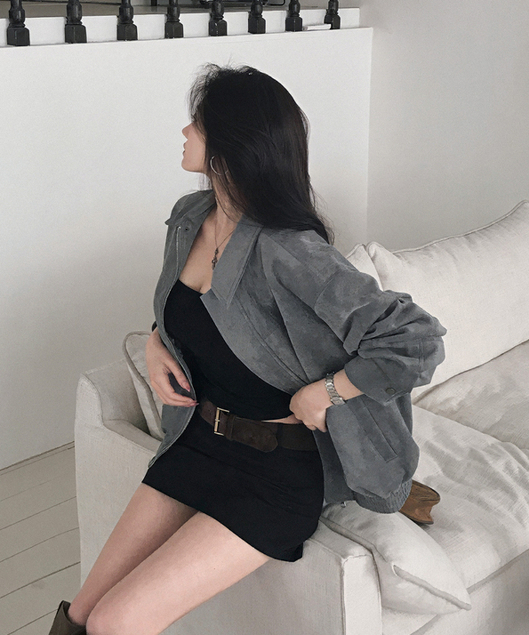 オーバーフィットスエードクロップジャンパー SKYBLUE