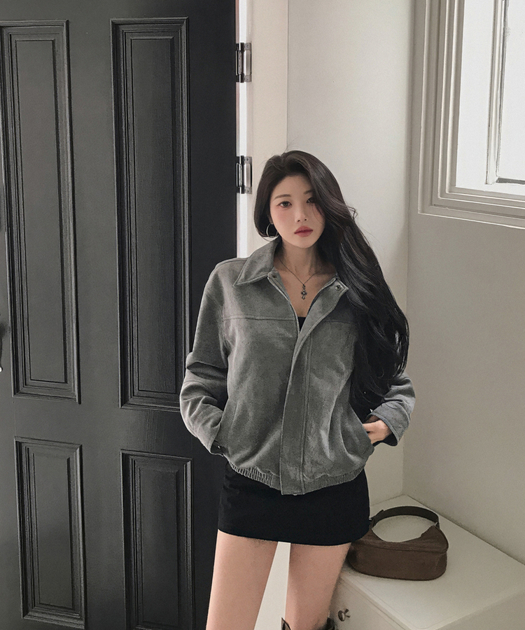 オーバーフィットスエードクロップジャンパー SKYBLUE