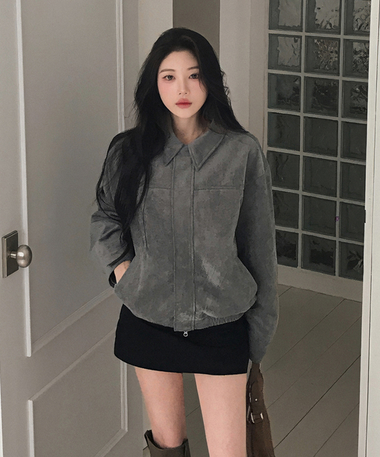 オーバーフィットスエードクロップジャンパー SKYBLUE