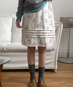 フラワーピンテックミディスカート IVORY