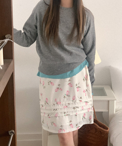 フラワーピンテックミディスカート IVORY