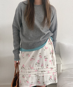 フラワーピンテックミディスカート IVORY