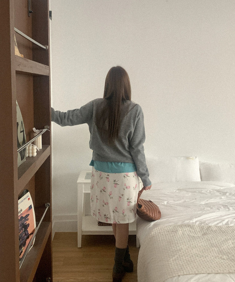 フラワーピンテックミディスカート IVORY