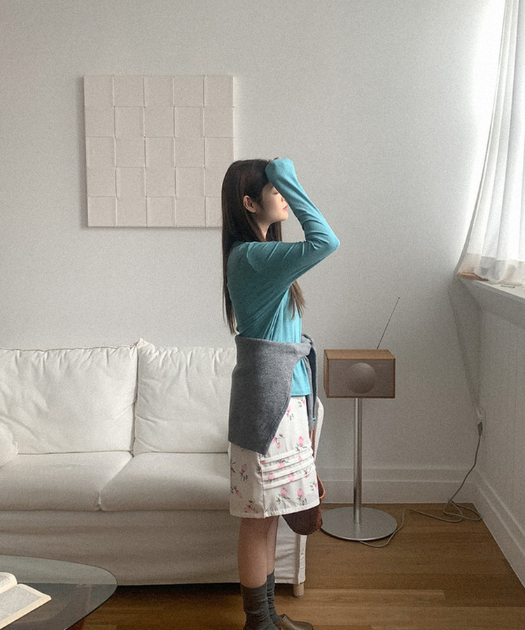 フラワーピンテックミディスカート IVORY