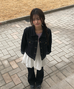 バイカラーチェックポケットジャケット BLUE