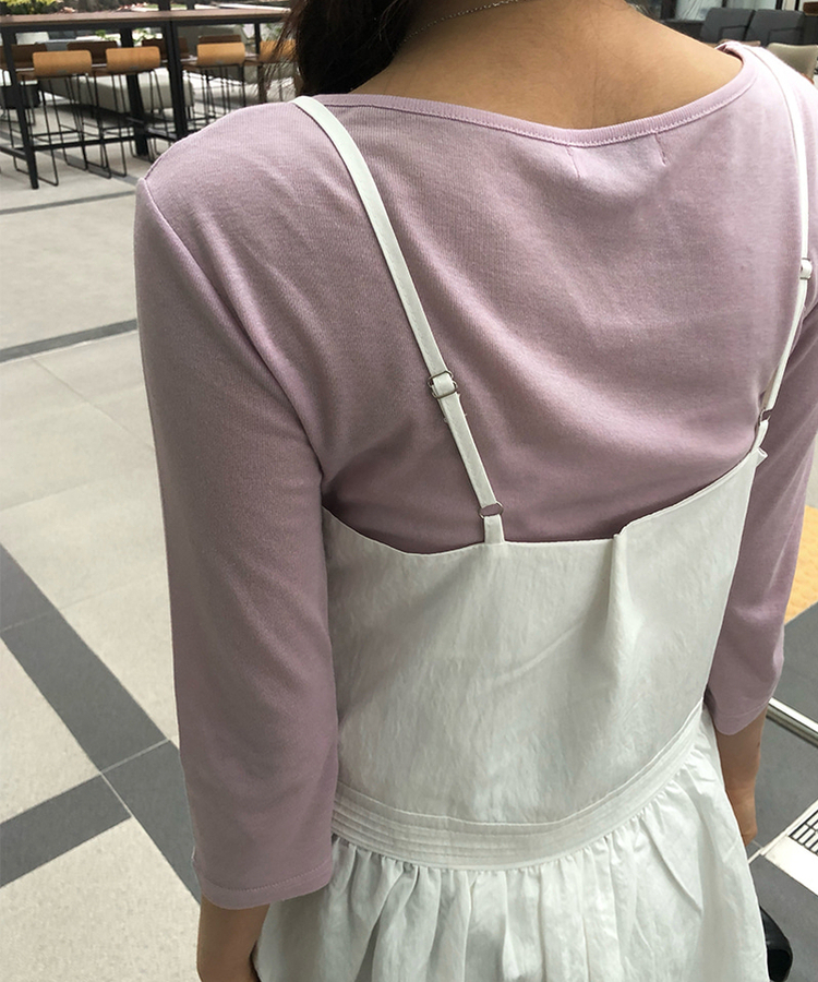 ベーシックラウンド7分袖Tシャツ(11color) PINK