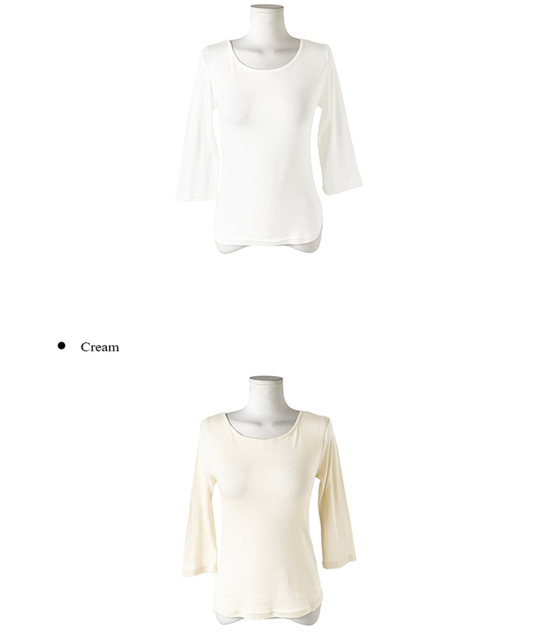 ベーシックラウンド7分袖Tシャツ(11color)