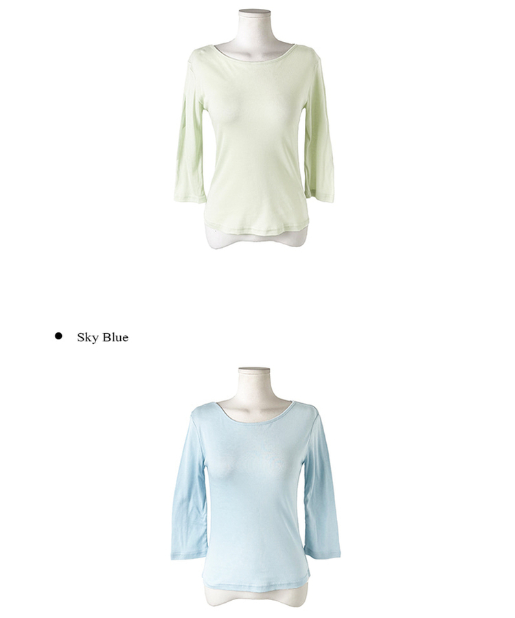 ベーシックラウンド7分袖Tシャツ(11color)