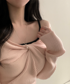 ツイストリボンVネックニット PINK