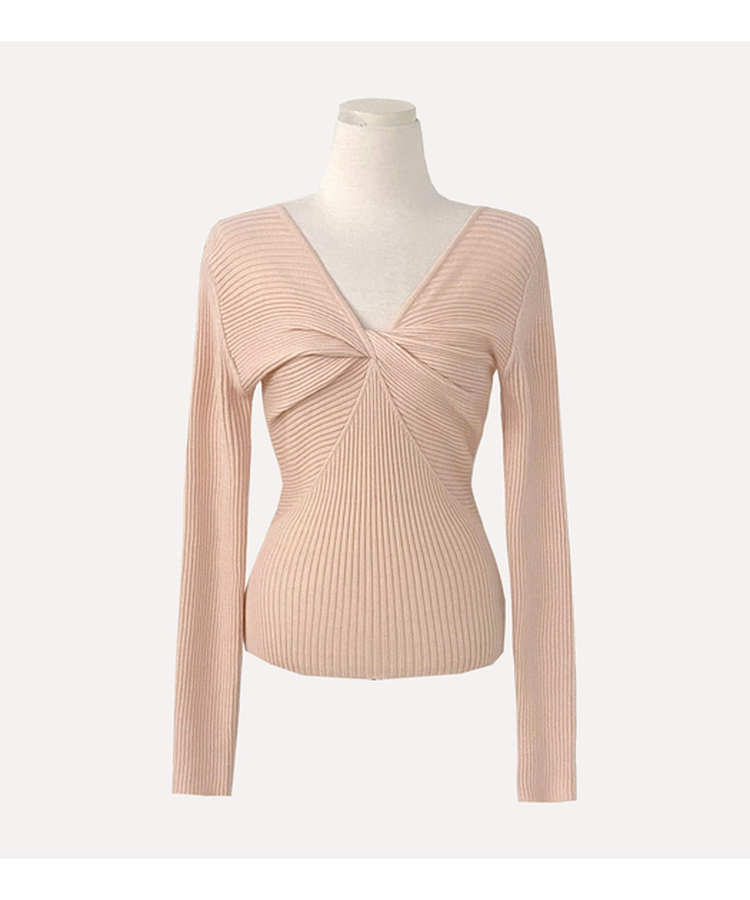 ツイストリボンVネックニット