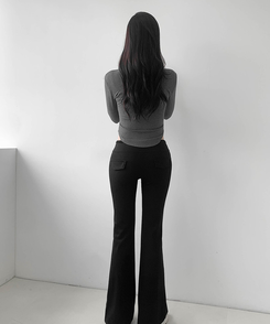 ブーツカットロングパンツ BLACK