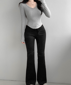 ブーツカットロングパンツ BLACK