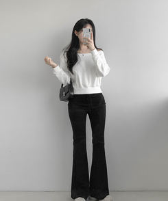 ブーツカットロングパンツ BLACK