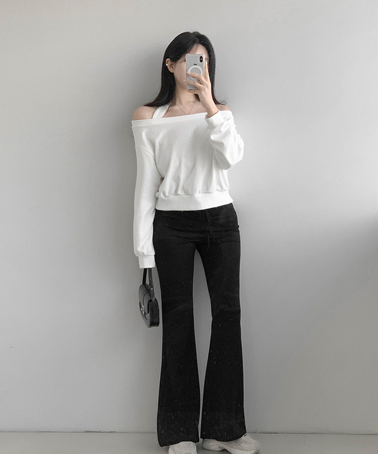 ブーツカットロングパンツ BLACK