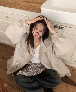 オーバーポケットストリングロングジャケット BEIGE