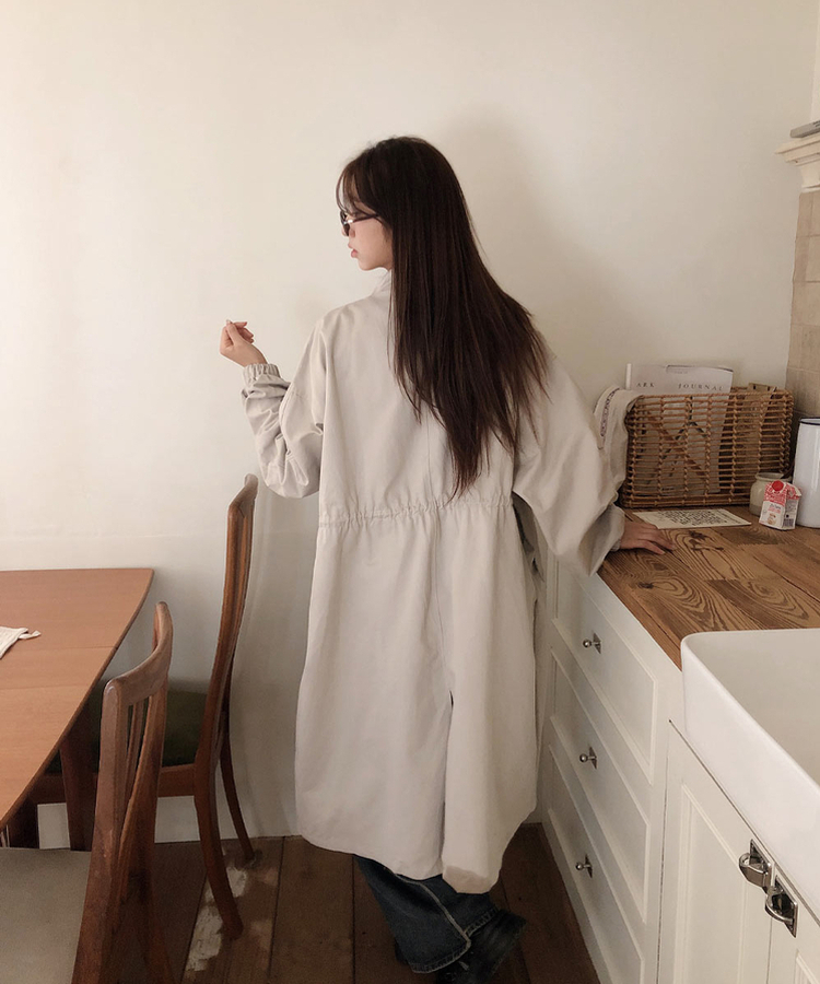 オーバーポケットストリングロングジャケット BEIGE