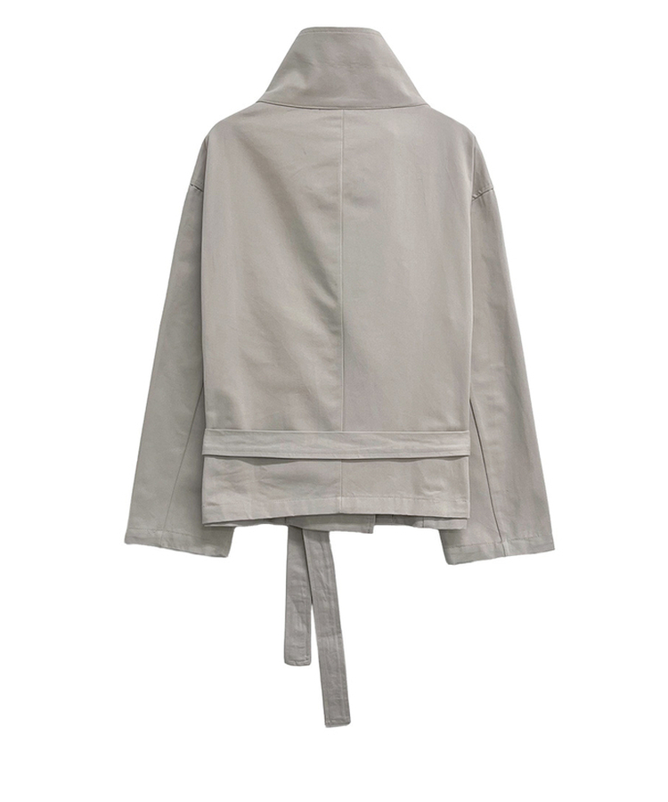 ハイネックベルトコットンショートジャケット