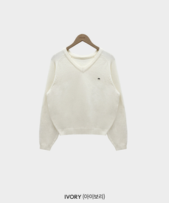 Vネックルーズペンダントニット(6color)