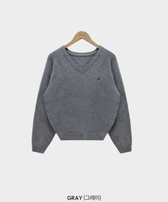 Vネックルーズペンダントニット(6color)