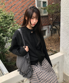 ドットフリルショルダーバッグ CHARCOAL