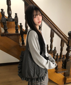 ドットフリルショルダーバッグ CHARCOAL