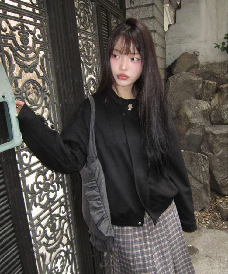 ドットフリルショルダーバッグ CHARCOAL