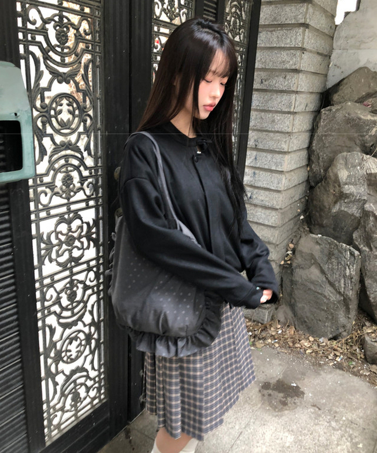 ドットフリルショルダーバッグ CHARCOAL