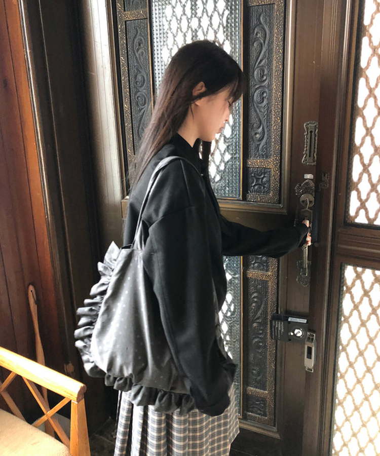 ドットフリルショルダーバッグ CHARCOAL