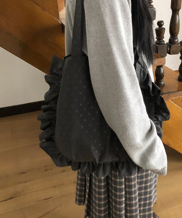 ドットフリルショルダーバッグ CHARCOAL