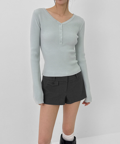 ヘンリーネックニット LIGHT BLUE