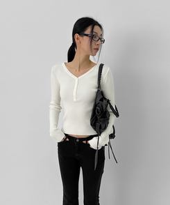 ヘンリーネックニット IVORY