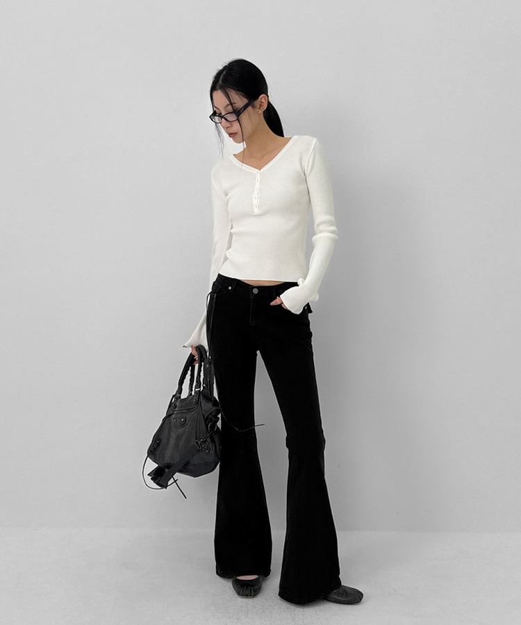 ヘンリーネックニット IVORY