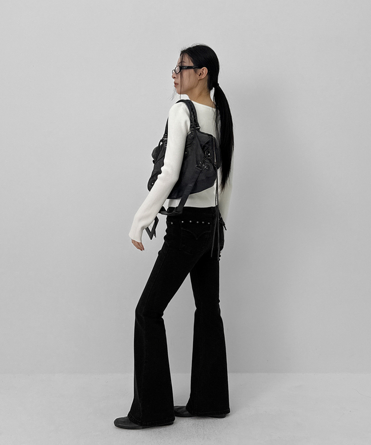 ヘンリーネックニット IVORY