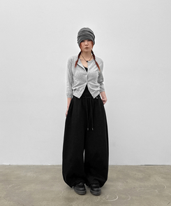 ラウンド7分ニットカーディガン MELANGE GRAY