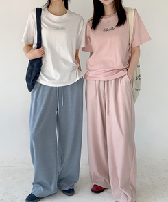 レタリングプリント半袖Tシャツ(5color) SOFT PINK