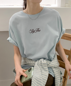 レタリングプリント半袖Tシャツ(5color) SKYBLUE