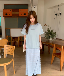 レタリングプリント半袖Tシャツ(5color) SKYBLUE