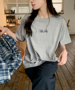 レタリングプリント半袖Tシャツ(5color) MELANGE GRAY